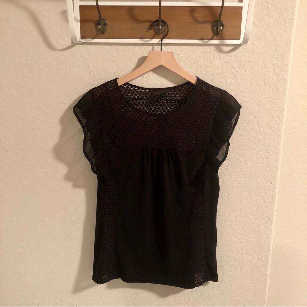 Worthington Black Crochet Detail Medium Blouse - Picture 1 of 4